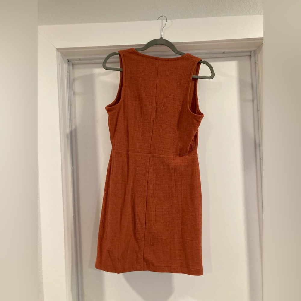 Madewell Sleeveless Button-Front Mini Dress afterglow red, size small, EUC - Picture 4 of 5